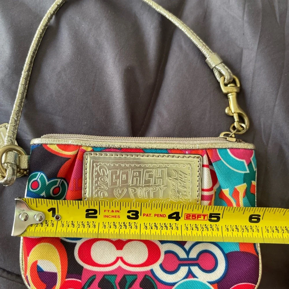 COACH - Mini Wristlet - Wallet- Vibrant Multicolor- Canvas - Picture 5 of 16
